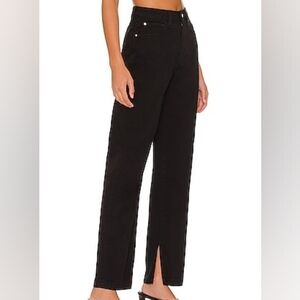 NWT WeWoreWhat Black Mom Slit Straight Jeans Size 25
